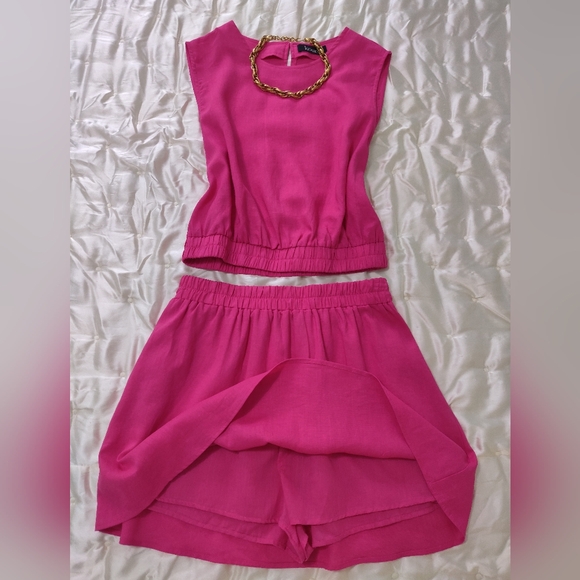 Hot Pink 2 Pc. Linen Skort Set. - Picture 9 of 10
